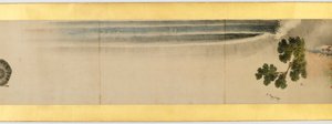 Detalj av Handscroll med diverse bilder, Edo Period, 1839 bläck och färg på papper av Katsushika Hokusai