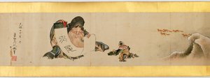 Detalj av Handscroll med diverse bilder, Edo Period, 1839 bläck och färg på papper av Katsushika Hokusai
