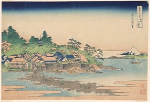 Enoshima-läkaren och medlemmen Sagami P Rovinse (grov sake Enoshima), från serien "Ti rty x view ws of mountain t Fuji (Fugaku Usaju Rokukatsu)" av Katsushika Hokusai