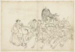 Brandmän marscherar till sin festival, 1615-1868 (bläck på papper) av Katsushika Hokusai