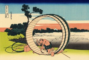 Fujimi Fuji synfält i Owari-provinsen, ca 1830 (träblockstryck) av Katsushika Hokusai