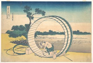 Fujimigahara i provinsen Owari (Bishū Fujimigahara), ur serien ”De trettiosex vyerna av berget Fuji” (Fugaku sanjūrokkei) av Katsushika Hokusai