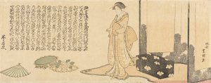 Geisha som förbereder sig inför en föreställning av Katsushika Hokusai
