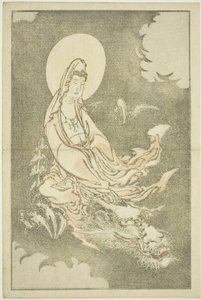 Gudinna rider på en drake, ur The Picture Book of Realistic Paintings of Hokusai (Hokusai shashin gafu), ca 1814 (färgtryck i trä (albumblad)) av Katsushika Hokusai