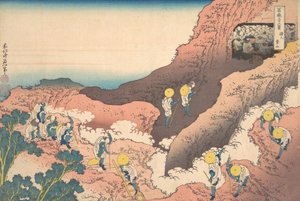 Grupper av bergsklättrare Shojin tozan, från serien Thirty-six Views of Mou..., ca. 1830-32. av Katsushika Hokusai