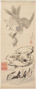 Hök och fisk, sent 1700-tidigt 1800-tal. av Katsushika Hokusai