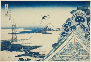 Hongan-ji tempel hand MP på Asakusa medlem Edo (Toto Asakusa Hongan-ji tempel), från serien s "Ti rty x views of moun t wisteria (Fugaku Kasaju Rokukatsura)" av Katsushika Hokusai