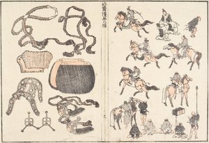 Ryttare och seldon av Katsushika Hokusai