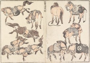Hästar av Katsushika Hokusai
