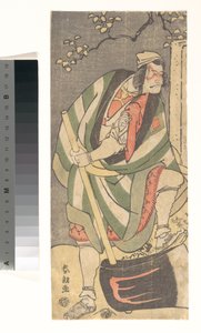 Ichikawa Ebizō (Danjūrō V)  i rollen som Mongaku Shonin, förklädd till Yamagatsu, ur pjäsen *Kin no Menuki Minamotoya Kakutsuba* av Katsushika Hokusai