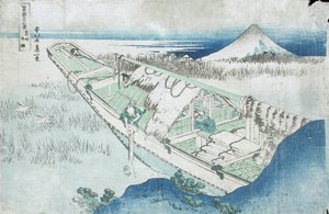 Joshu, Ushibori, Hetachi-provinserna från serien Thirty Six Views of Fuji, 1800-talet (träblock i färg) av Katsushika Hokusai