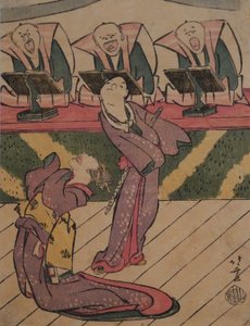 Kabukiscen, ca 1811-13 (tryck) av Katsushika Hokusai