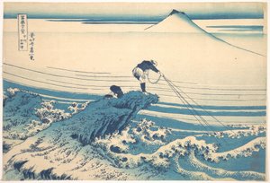 Kajikazawa i provinsen Kai (Kōshū Kajikazawa), ur serien ”De trettiosex vyerna av berget Fuji” (Fugaku sanjūrokkei) av Katsushika Hokusai