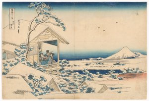 Koishikawa på en snöig morgon, från serien Thirty-six Views of Mount Fuji av Katsushika Hokusai