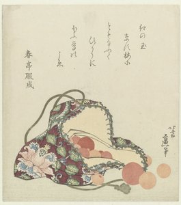 Kvartspärlor med brokadpåse av Katsushika Hokusai