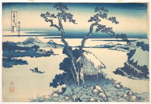 Suwa-sjön i provinsen Shinano (Shinshū Suwako), ur serien ”De trettiosex vyerna av berget Fuji” (Fugaku sanjūrokkei) av Katsushika Hokusai