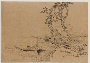 Landskap: figurer som fiskar från båtar, sent 1700-tidigt 1800-tal. av Katsushika Hokusai