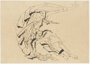 Långarmad man stretching, Edo-period, 1800-talet. av Katsushika Hokusai