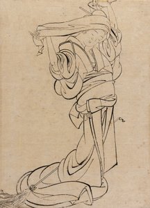 Jungfru som spelar en samisen, sent 1700-tidigt 1800-tal. av Katsushika Hokusai