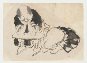 Man sittande med armstöd, Edo-period, 1800-talet. av Katsushika Hokusai