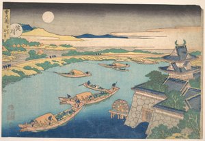 Månsken över floden Yodo (Yodogawa), ur serien ”Snö, måne och blommor” (Setsugekka) av Katsushika Hokusai