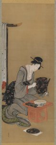 Nyårskundskapen: Edo-perioden, ca 1806-11 (bläck och färg på siden) av Katsushika Hokusai