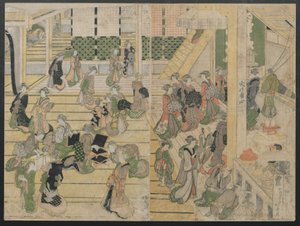Nyårsdagen på Ogiya Seiro, ca. 1804. av Katsushika Hokusai