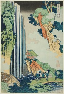 Ono Falls på Kisokaidō Road (Kisokaidō Ono no bakufu), från serien Tour of the Waterfalls in Various Provinces (Shokoku taki meguri) av Katsushika Hokusai