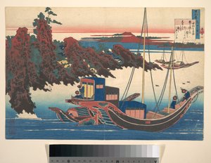 Dikt av Chūnagon Yakamochi (Ōtomo no Yakamochi), ur samlingen ”Hundra dikter förklarade av amman” (Hyakunin isshu uba ga etoki) av Katsushika Hokusai