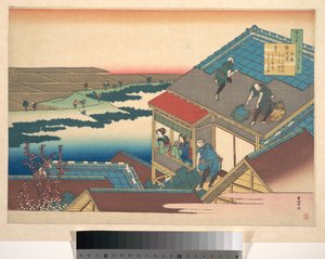 Dikt av Ise, ur samlingen ”Hundra dikter förklarade av barnmorskan” (Hyakunin isshu uba ga etoki) av Katsushika Hokusai