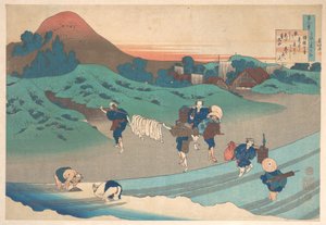 Dikt av kejsarinnan Jitō, ur samlingen ”Hundra dikter förklarade av amman” (Hyakunin isshu uba ga etoki) av Katsushika Hokusai
