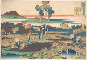Dikt av Tenchi Tennō, ur serien ”Hundra dikter förklarade av barnsköterskan” (Hyakunin isshu uba ga etoki) av Katsushika Hokusai