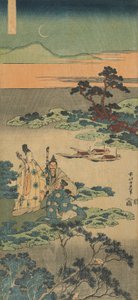 Tryck från serien "A True Mirror of Chinese and Japanese Poems av Katsushika Hokusai
