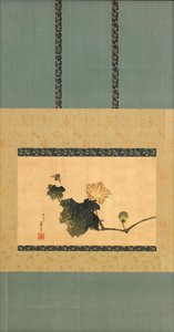 Pumpa och vinstockar och hästfluga, Edo-period, ca 1825 (bläck och färg på siden) av Katsushika Hokusai
