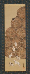Råttor och risbalar, Edo-perioden, 1843 (bläck och färg på siden) av Katsushika Hokusai