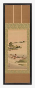 Flodlandskap: färja och berget Fuji, Edo-perioden, 1842. av Katsushika Hokusai