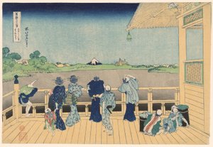 Sazai Hall vid Temple of the Five Hundred Arhats (Gohyakurakanji Sazaido), från serien "Trettiosex utsikter över berget Fuji (Fugaku sanjurokkei)" av Katsushika Hokusai
