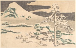 En kustby på vintern, ur Hokusais album med realistiska bilder (Hokusai shashin gafu) av Katsushika Hokusai