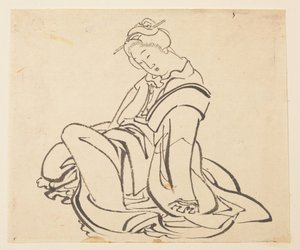 Sittande kvinna av Katsushika Hokusai