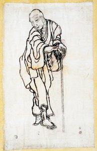 Självporträtt som en gammal man, ca 1840-49 (penna och bläck på papper) av Katsushika Hokusai