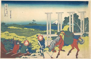 Senju i provinsen Musashi (Bushū Senju), ur serien ”De trettiosex vyerna av berget Fuji” (Fugaku sanjūrokkei) av Katsushika Hokusai