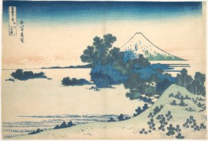 Shichirigahama i Sagami-provinsen (Sōshū Shichirigahama), ur serien ”De trettiosex vyerna av berget Fuji” (Fugaku sanjūrokkei) av Katsushika Hokusai