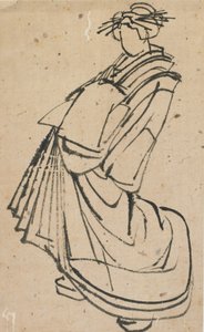 Skiss av en kurtisan, sent 1700-tidigt 1800-tal. av Katsushika Hokusai