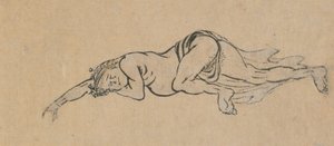Sleeping Man, sent 1700-tidigt 1800-tal. av Katsushika Hokusai