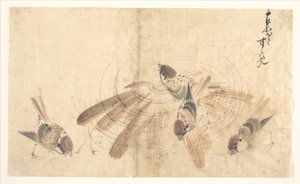 Sparvar av Katsushika Hokusai