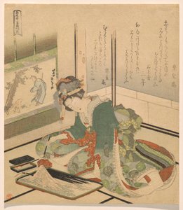 Stone, från serien Three Children av Katsushika Hokusai