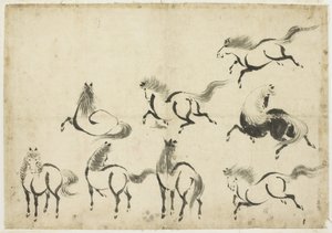 Studies of Horses, c.1815-1849 (bläck på papper) av Katsushika Hokusai