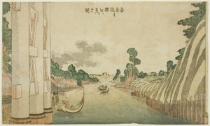 Sumidafloden sett från Azuma-bron (Azumabashi yori Sumida wo miru no zu), från en grupp landskap i västerländsk stil av Katsushika Hokusai