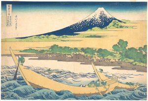 Tago-bukten nära Ejiri längs Tōkaidō (Tōkaidō Ejiri Tago no ura ryaku zu), ur serien ”De trettiosex vyerna av berget Fuji” (Fugaku sanjūrokkei) av Katsushika Hokusai