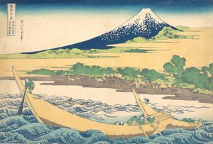 Andra platser y Nära Ejiri Oto Urbanity Urbanity Ett schematiskt diagram av baksidan av Ejiri Tago, från Te s. . . , mygga. 1830-32. av Katsushika Hokusai